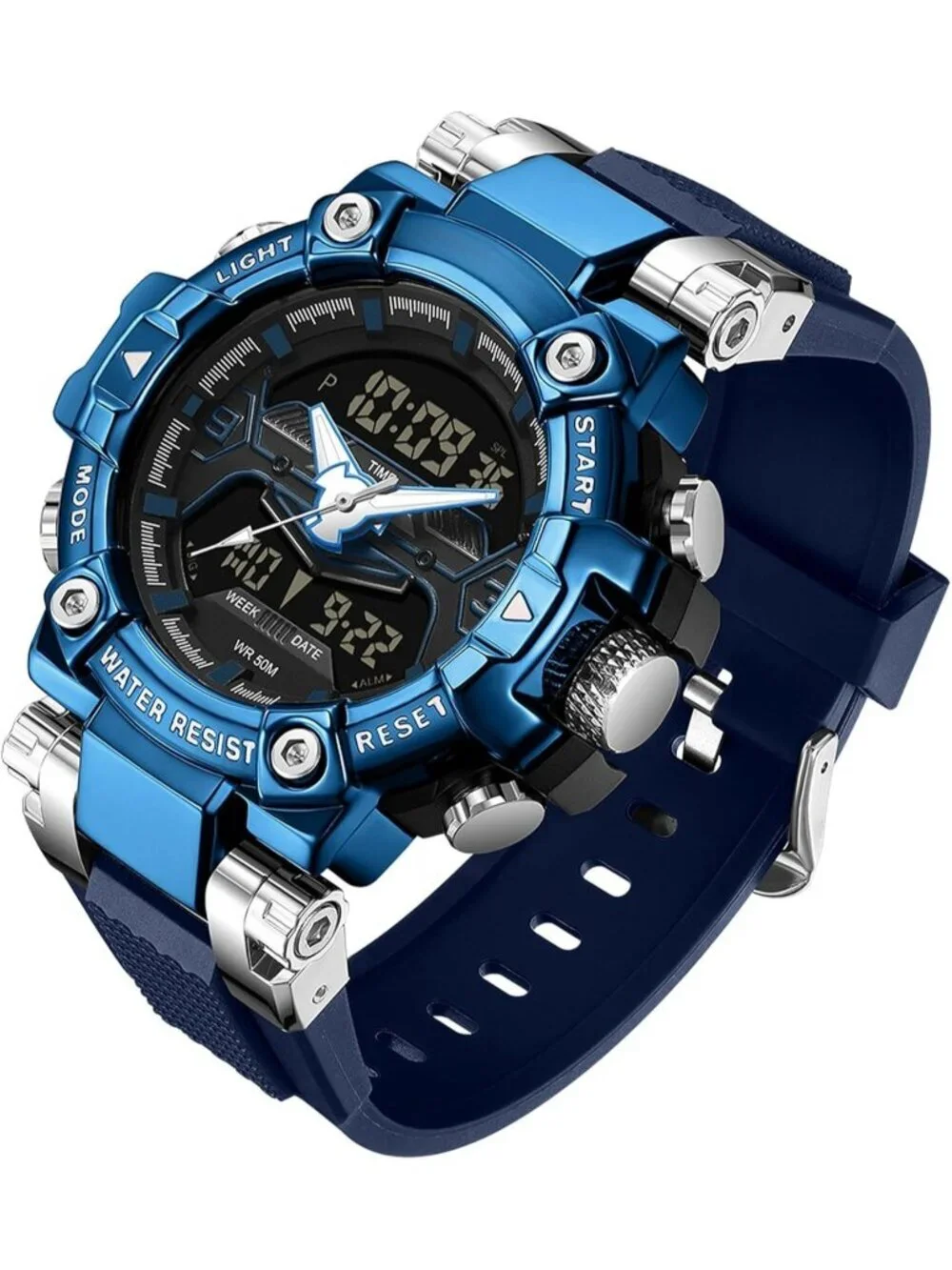 Men's Blue Analog Quartz Cool Designer Hombres Unique Electronics Duty Watch